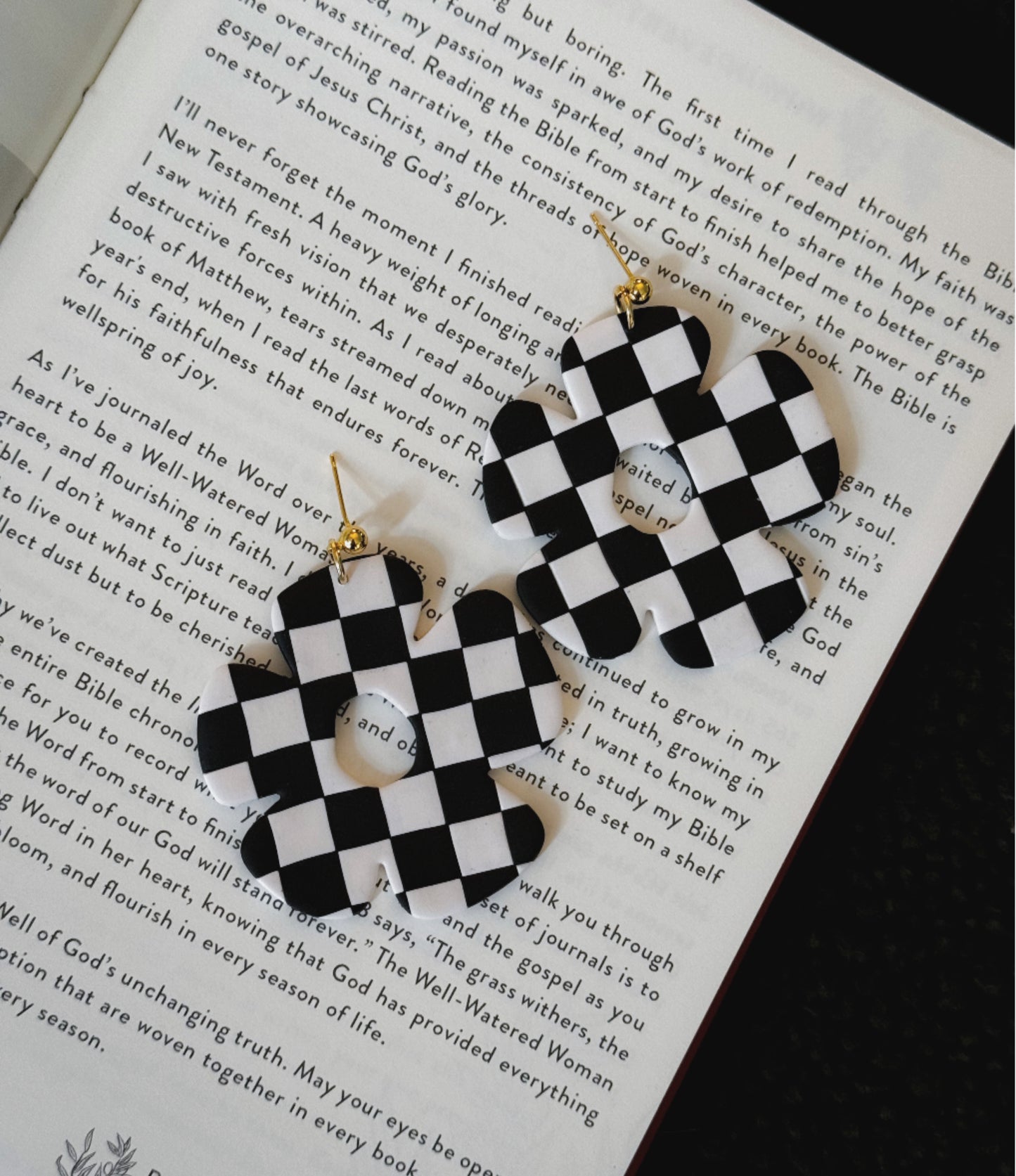 Checked flower dangles