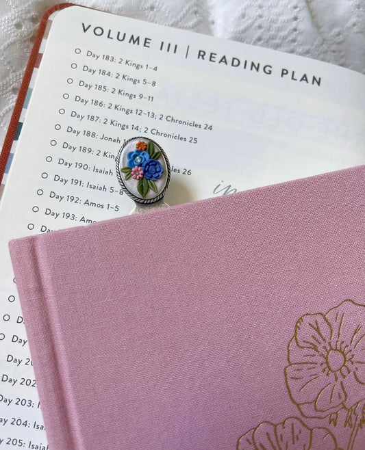 Blue floral bookmark