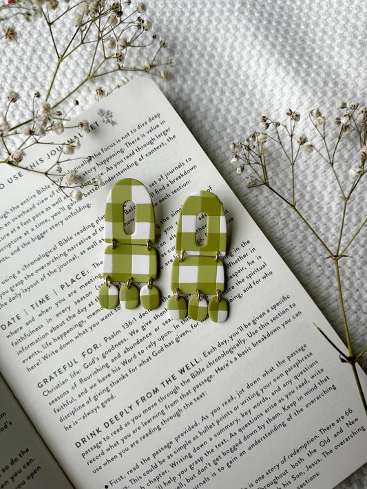 Green gingham dangle