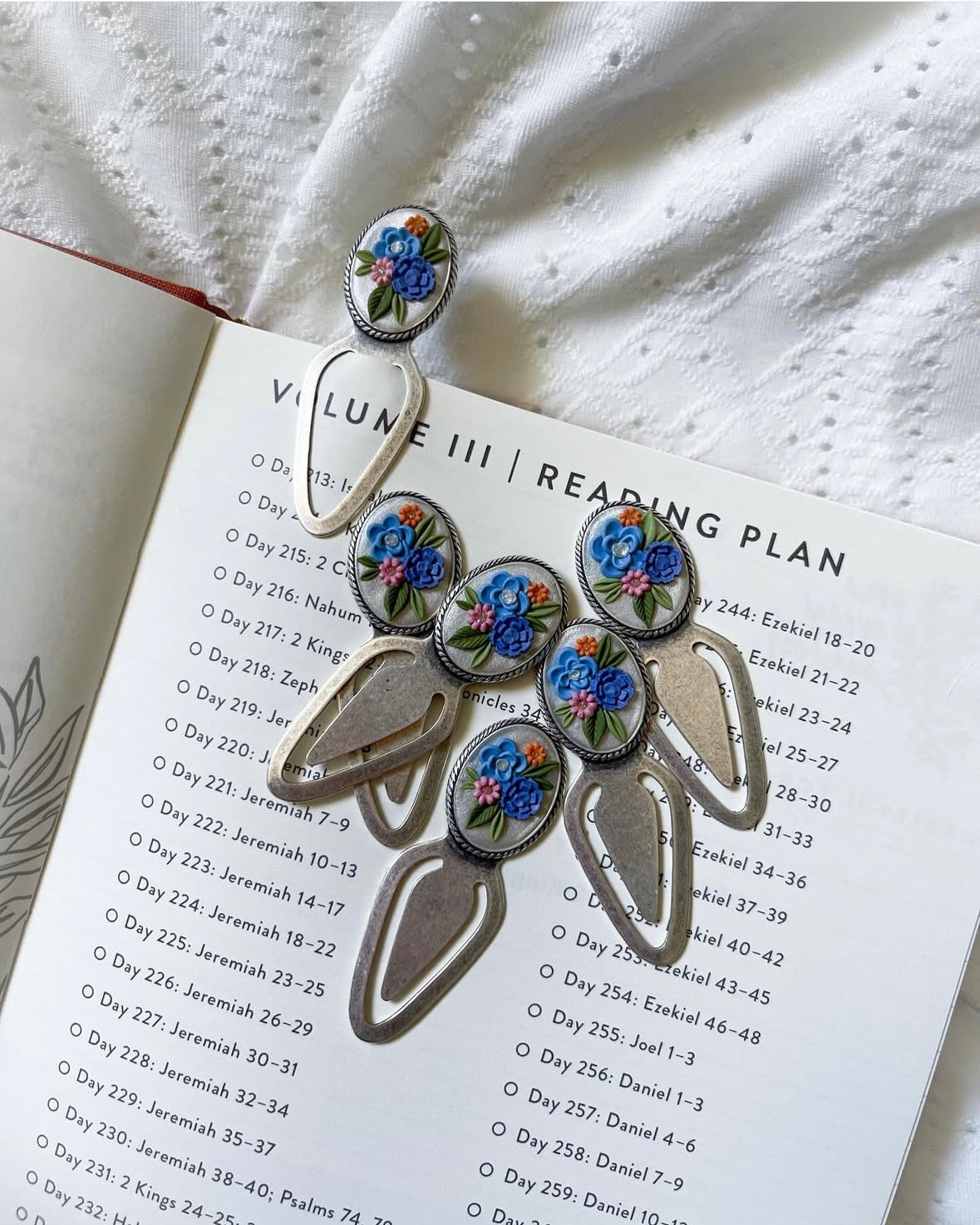 Blue floral bookmark
