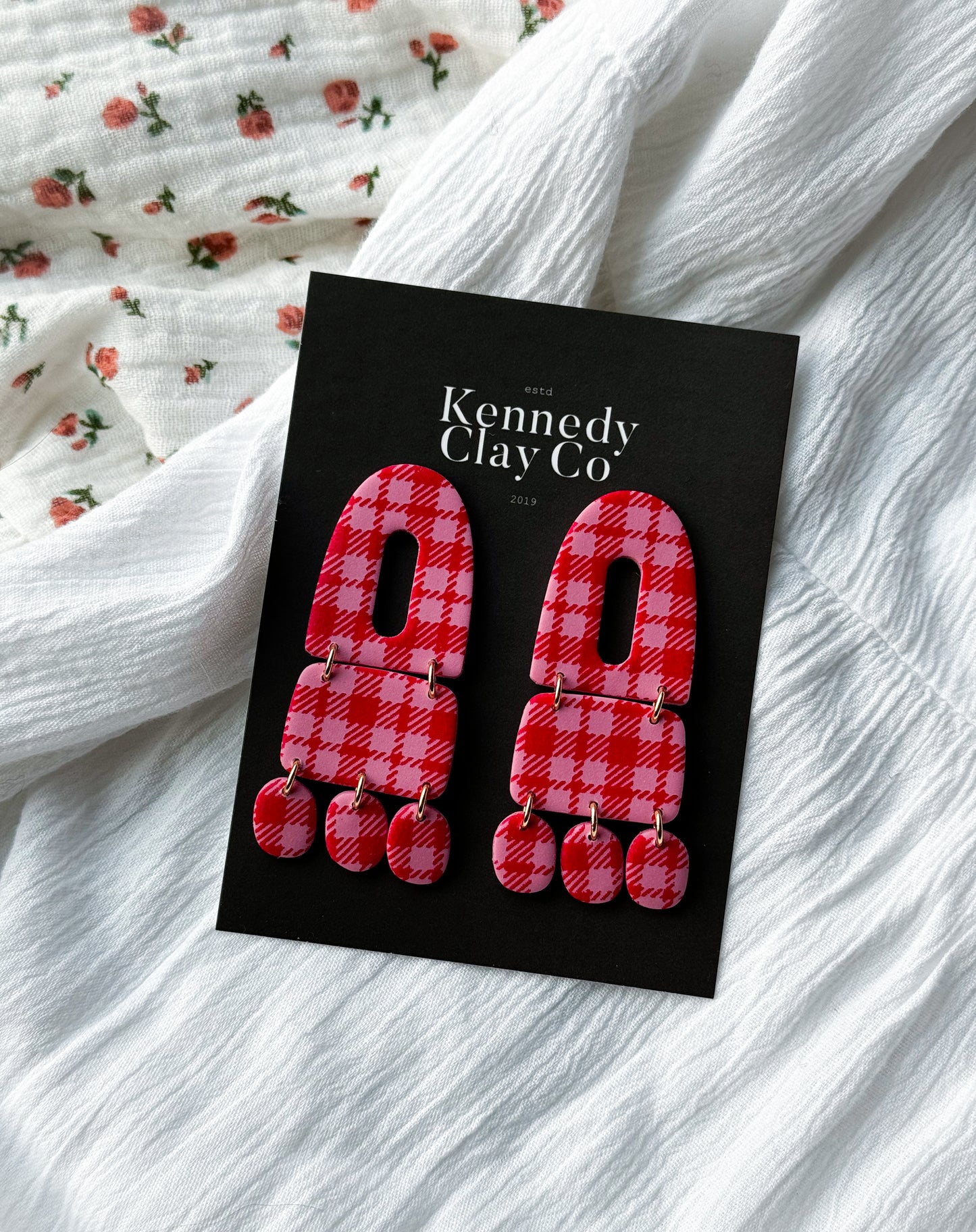 Valentine gingham dangles