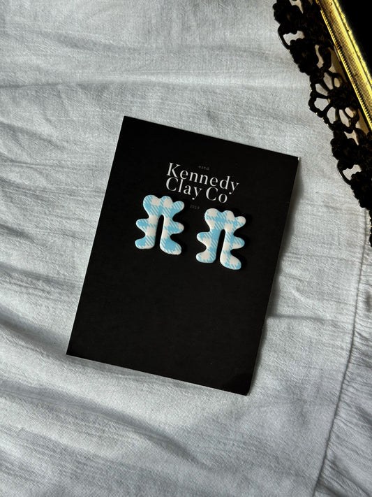 Baby blue gingham studs