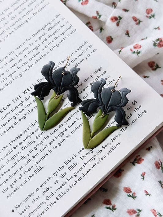 Black iris dangles
