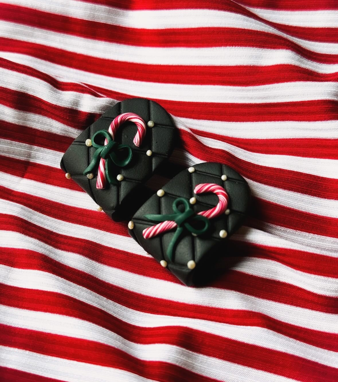 Candy cane Huggie hoop