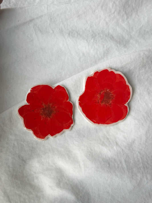 Red flower studs