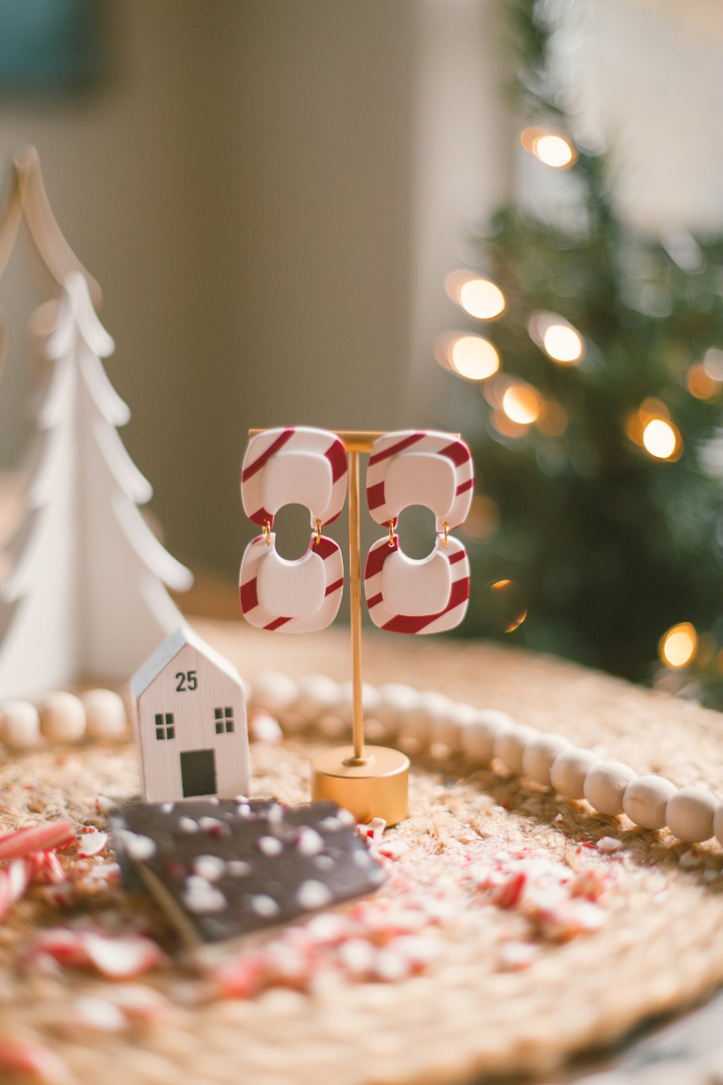 Peppermint bark dangles