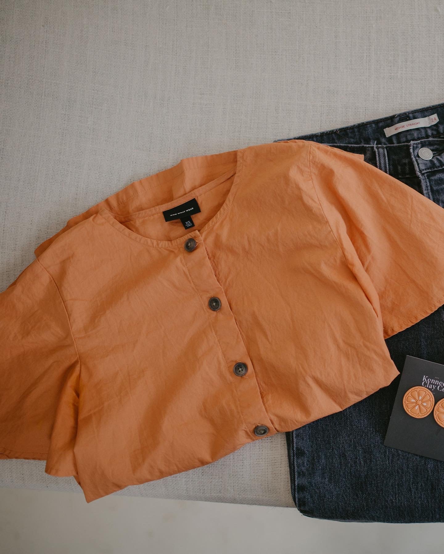 Orange button up